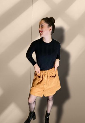 Jupe en suÃ©dine marron camel peach blossom paris