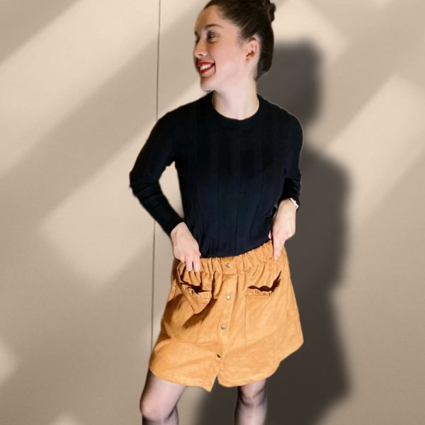 Jupe en suÃ©dine marron camel peach blossom paris