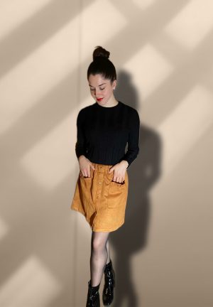 Jupe en suÃ©dine marron camel peach blossom paris