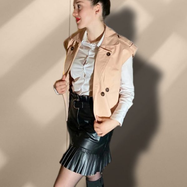 Veste trench sans manches automne beige peach blossom paris