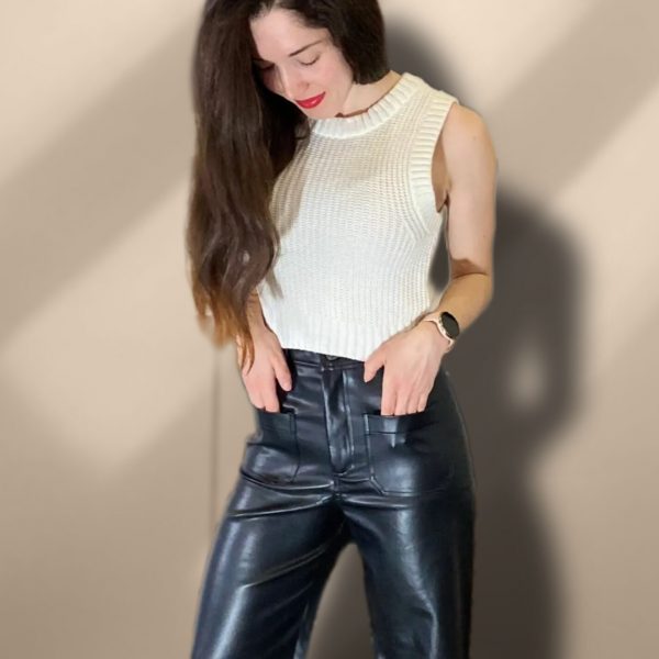 Pantalon en similicuir noir peach blossom paris