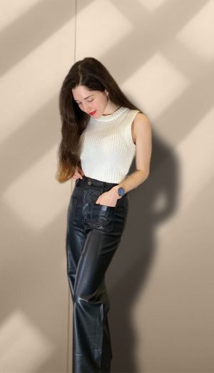 Pantalon en similicuir noir peach blossom paris