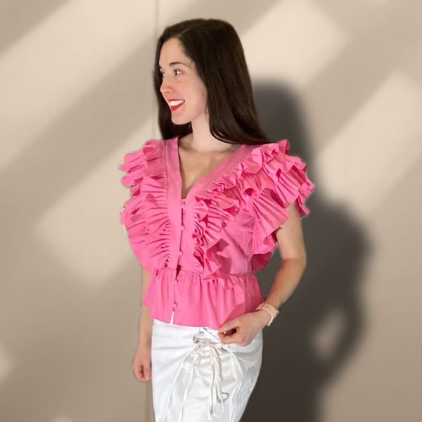 Blouse Ã  volants rose peach blossom paris