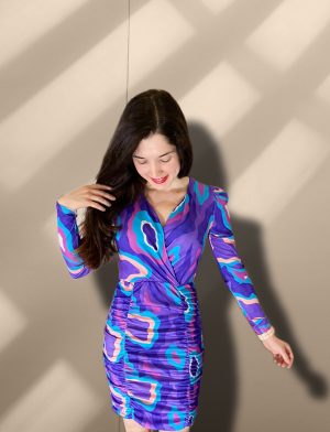 Robe violette imprimÃ©e peach blossom paris