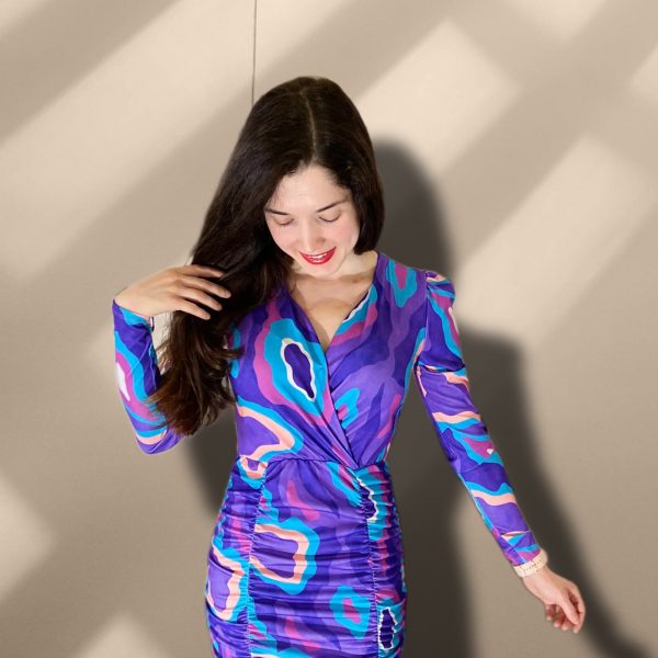 Robe violette imprimÃ©e peach blossom paris