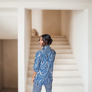 chemise imprimée rèbre bleu et blanche