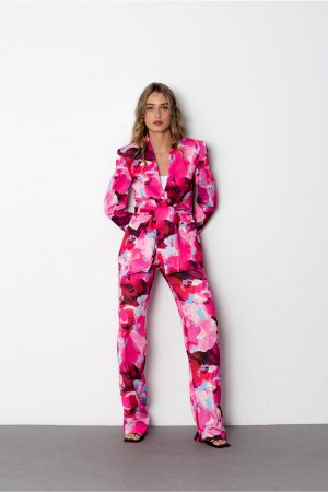 Blazer rose blanc bleu avec ceinture peach blossom paris