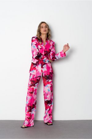 Blazer rose blanc bleu avec ceinture peach blossom paris