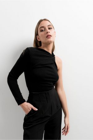 haut noir nouÃ© asymÃ©trique peach blossom paris