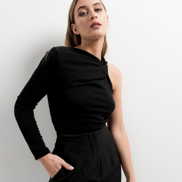 haut noir nouÃ© asymÃ©trique peach blossom paris