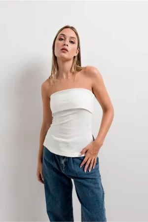 Top bustier bandeau blanc peach blossom paris