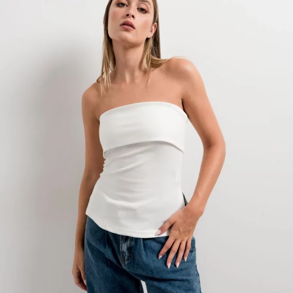 Top bustier bandeau blanc peach blossom paris