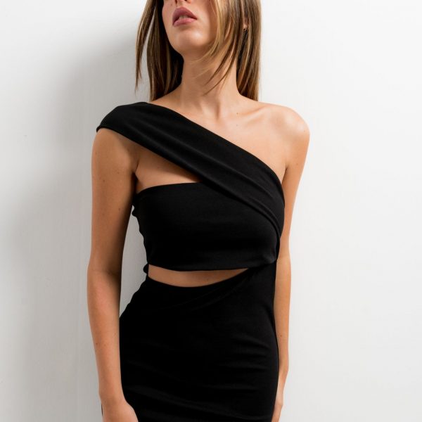 robe midi noire asymÃ©trique peach blossom paris