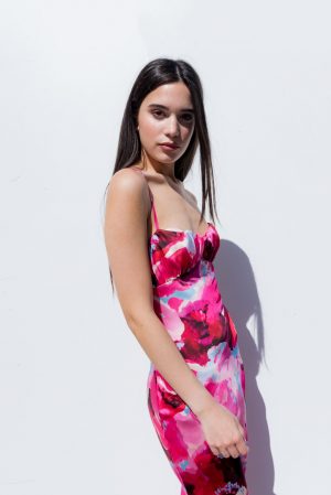 rose midi rose imprimÃ©e peach blossom paris