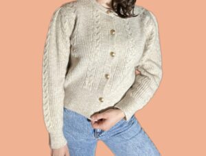 gilet taupe laine peach blossom paris