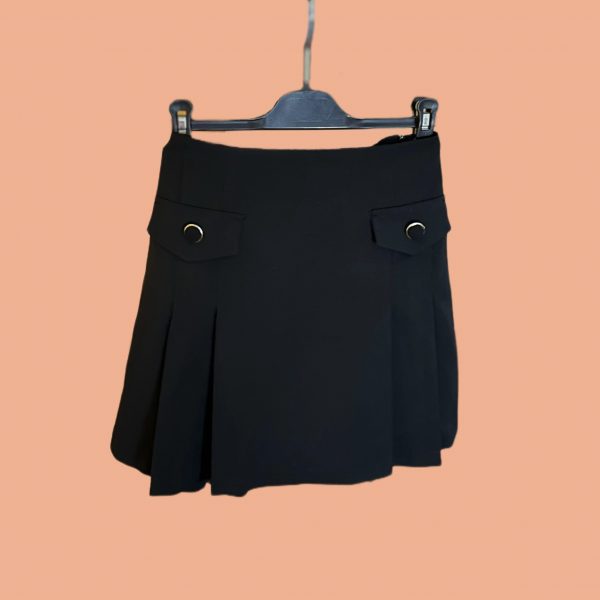jupe noire epaisse elastique avec boutons peach blossom paris
