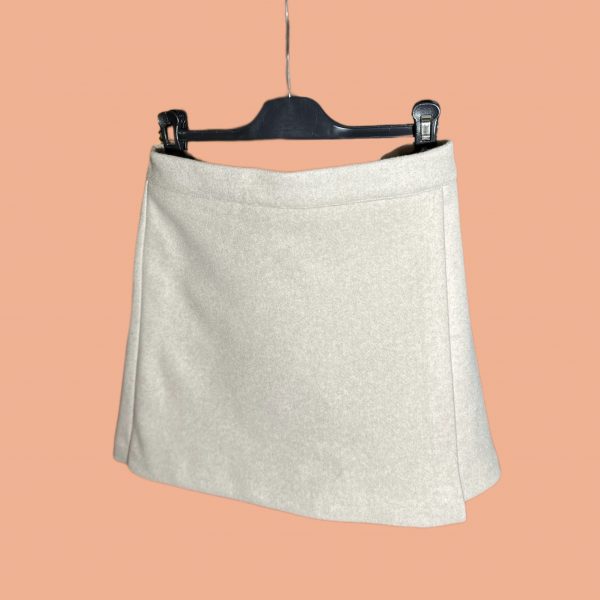 jupe epaisse en laine avec fente creme beige peach blossom paris