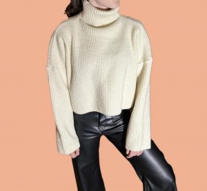 pull beige creme nude a col roulÃ© peach blossom paris