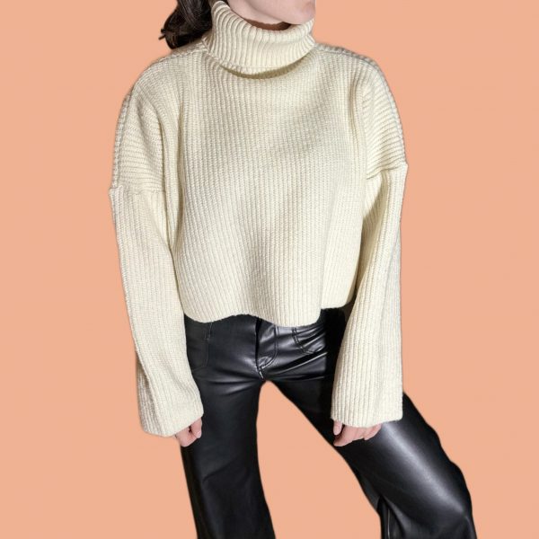 pull beige creme nude a col roulÃ© peach blossom paris