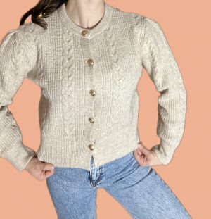 gilet taupe laine peach blossom paris