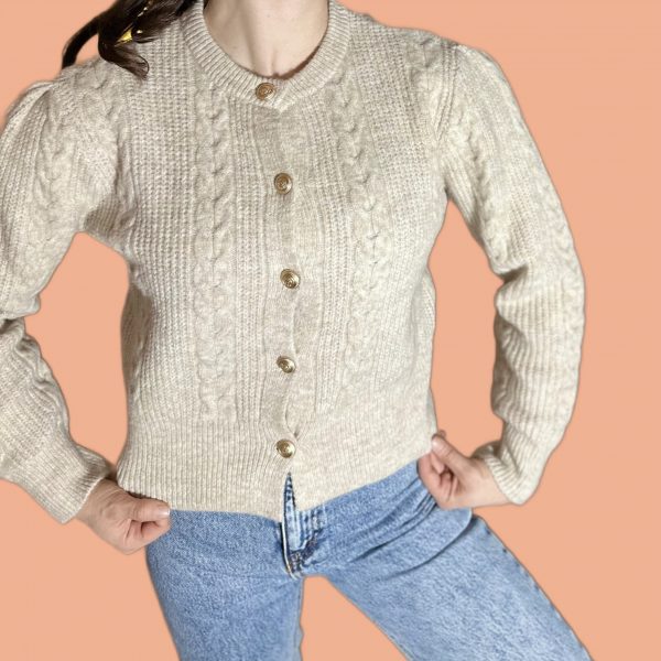 gilet taupe laine peach blossom paris