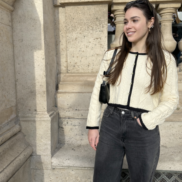 gilet beige creme nude epais noir peach blossom paris