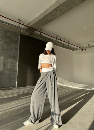 Pantalon Palazzo Gris peach blossom paris