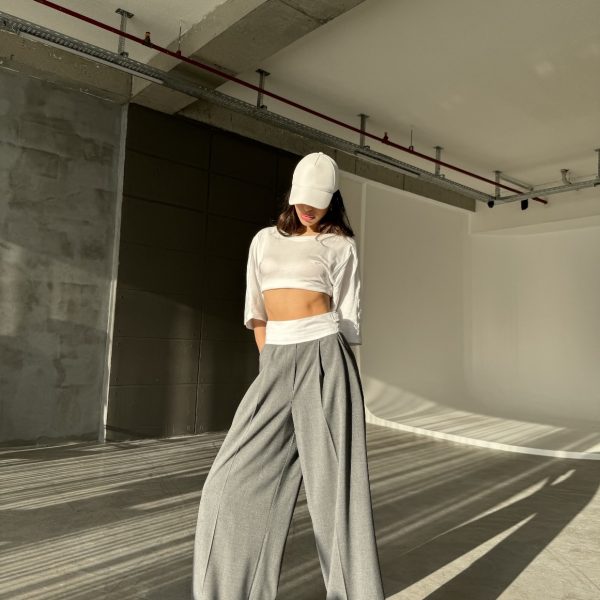 Pantalon Palazzo Gris peach blossom paris