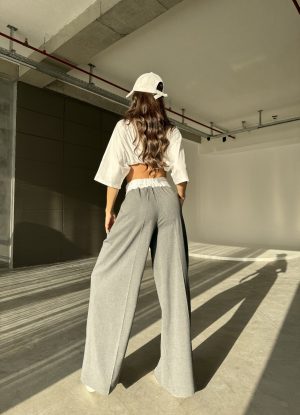 Pantalon Palazzo Gris peach blossom paris