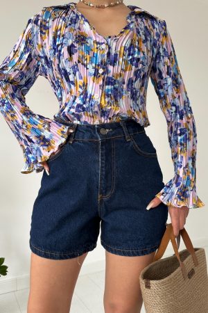 chemise plissée imprimée floral peach blossom paris