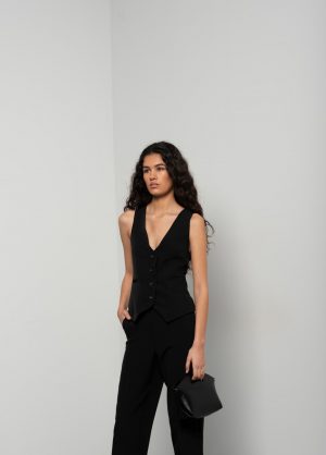 gilet droit costume noir peach blossom paris