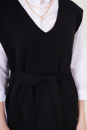 pull sans manches style kimono noir peach blossom paris