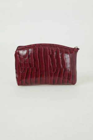 trousse maquillage effet croco rouge bordeaux peach blossom paris