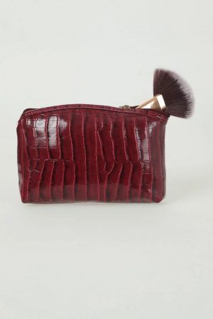 trousse maquillage effet croco rouge bordeaux peach blossom paris