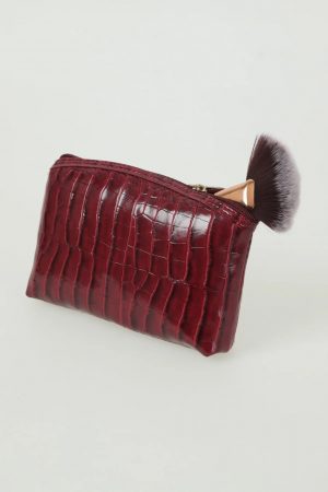 trousse maquillage effet croco rouge bordeaux peach blossom paris