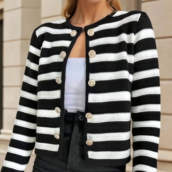 cardigan rayé noir et blanc peach blossom paris