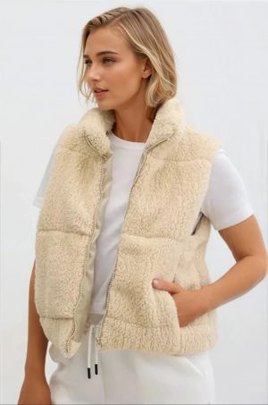gilet matelassé en moumoute peach blossom paris