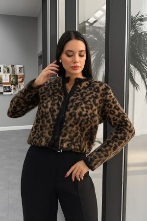 Gilet léopard marron noir peach blossom paris
