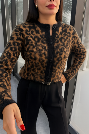 Gilet léopard marron noir peach blossom paris
